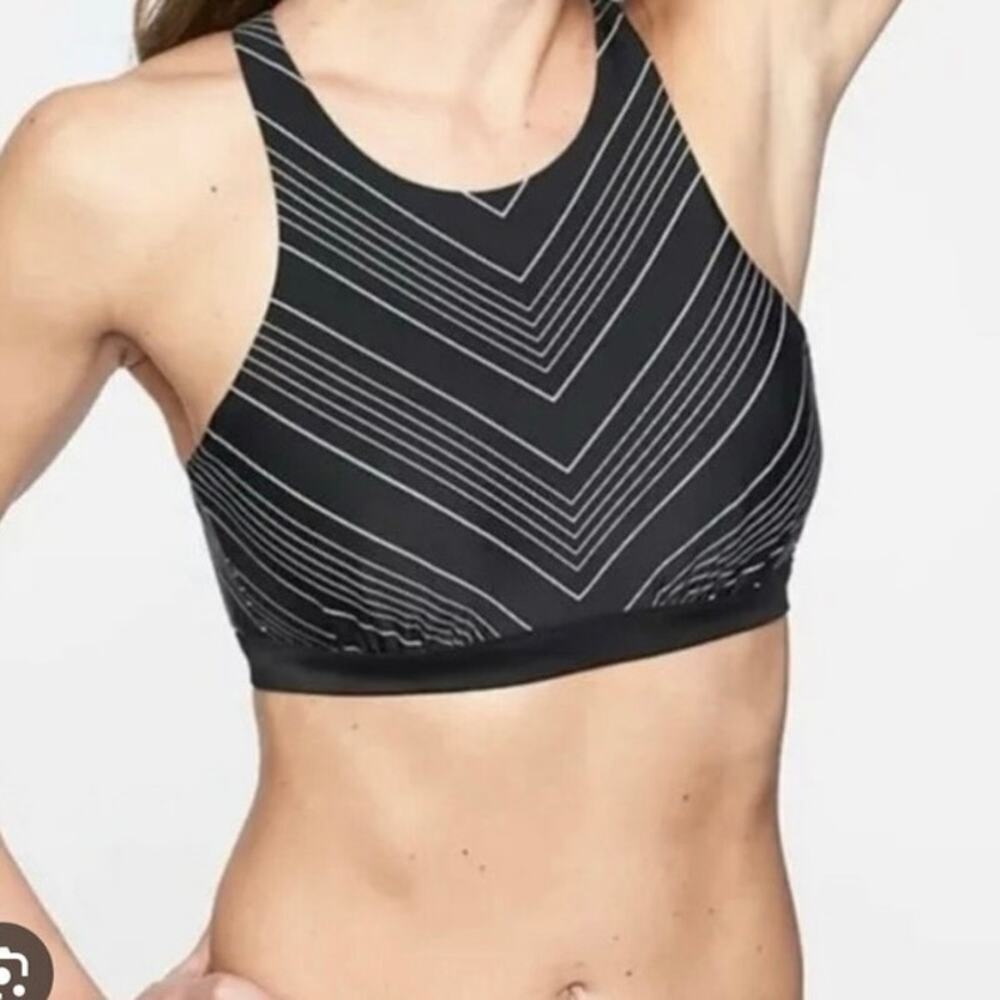 Athleta Chevron High Neck Bikini Top black 36B/C
